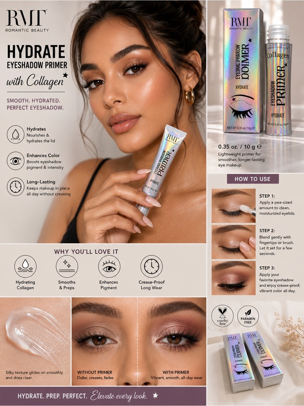2pc MT Hydrate Eyeshadow Primer with Collagen — Sheer Iridescent Pearl